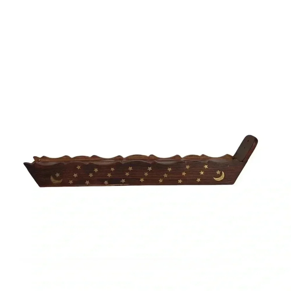 Home Decor Moon Star Incense Wooden Base